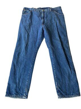 Wrangler Rugged Wear Mens 44x32 Outdoor Comfort Insulated Denim Jeans Red Lining
